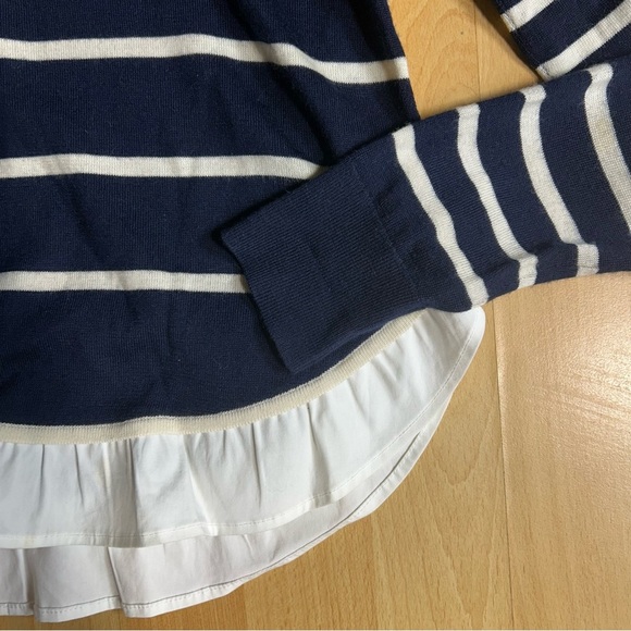 Veronica Beard Ollie Navy and White Striped Merino Wool Sweater - Picture 7 of 11